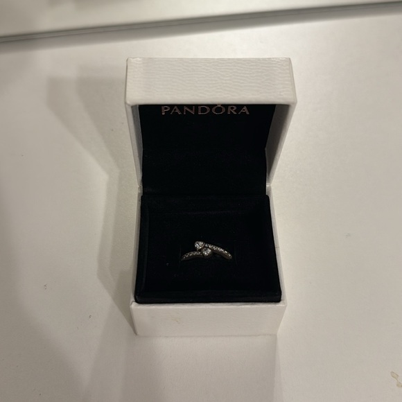 Two ring set: Pandora Crown Ring and Two Sparkling Hearts ring - Picture 5 of 5